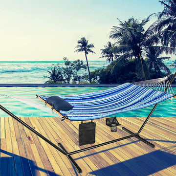 カタリナビーチのスタンド付き12フィートのファブリックハンモック